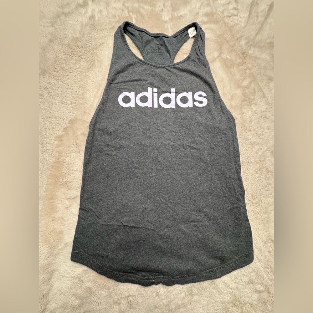 2 for $15// Adidas Gray with Purple Logo Tank
